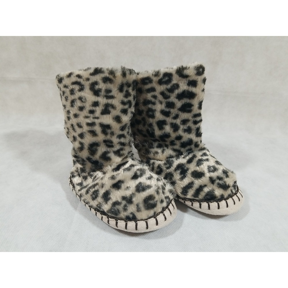 NEW Carter's Girls Bootie Slippers Fuax Fur Cheetah Print Size Toddler 7/8 NWT